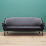 Sofa black leather, Danish design, 70's