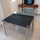 Set of 2 Jean Nouvel designer tables – Model 1=2 (Transparent & black glass)