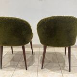 Vintage chairs - Retro chic design - Moss green fur
