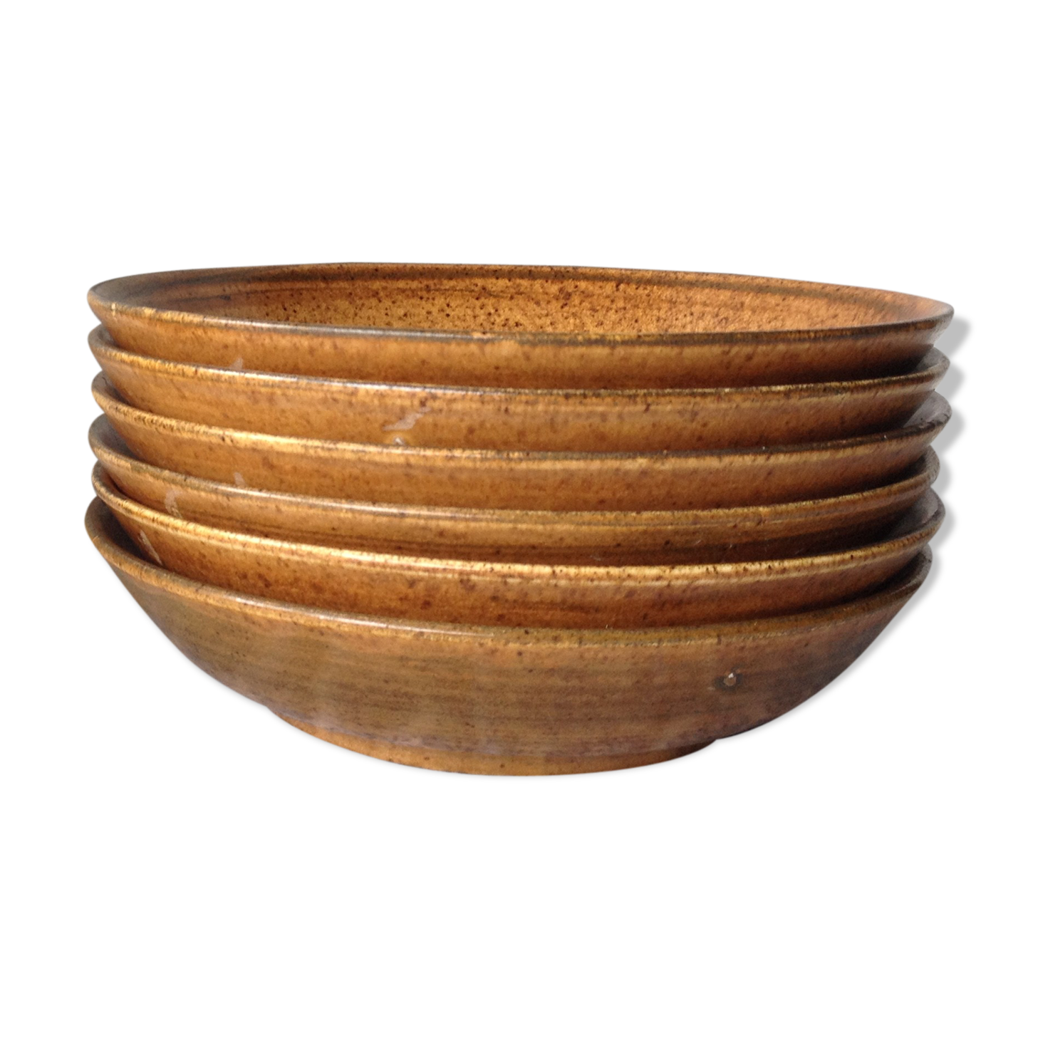 Lot of 6 soup plates in stoneware, pottery longchamp