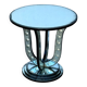 Table / pedestal table in aged glass with bubble decor from the 70s
