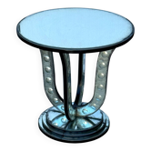 Table / guéridon en verre vieilli a décor de bulles des années 70