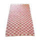 Pink and white Beni Ouarain checkered Berber rug in wool