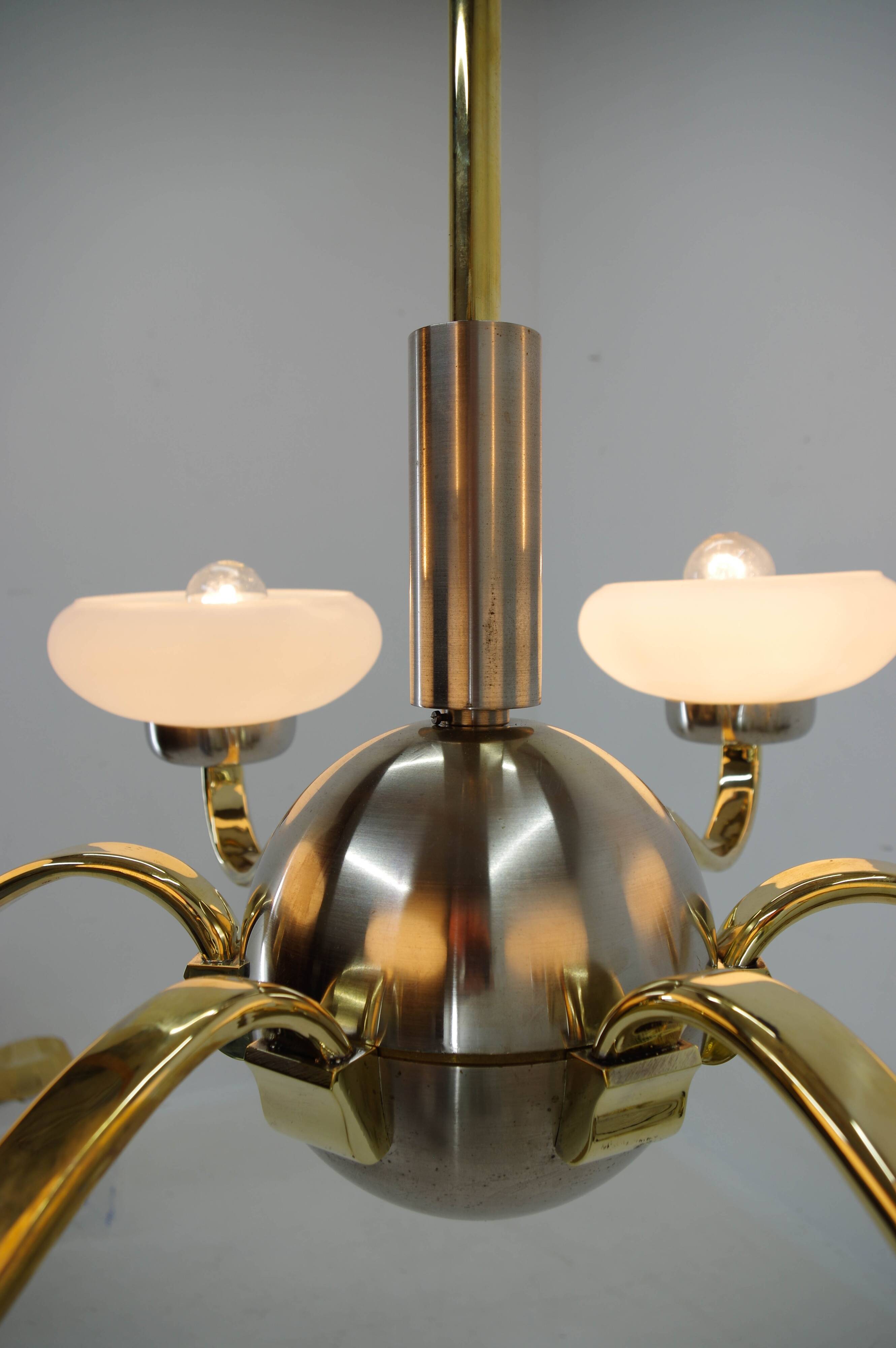 Large Art Deco Chandelier, 1930s, Restored