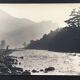 River landscape with characters, 60s/70s. Black and white silver print.