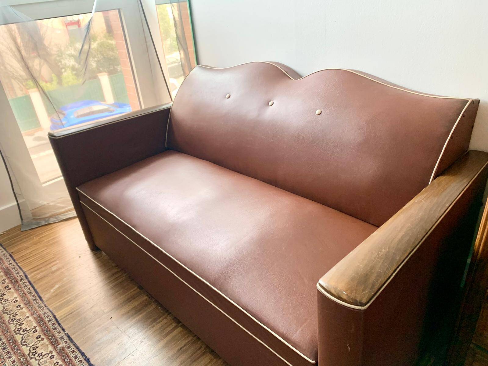 Vintage skai convertible sofa