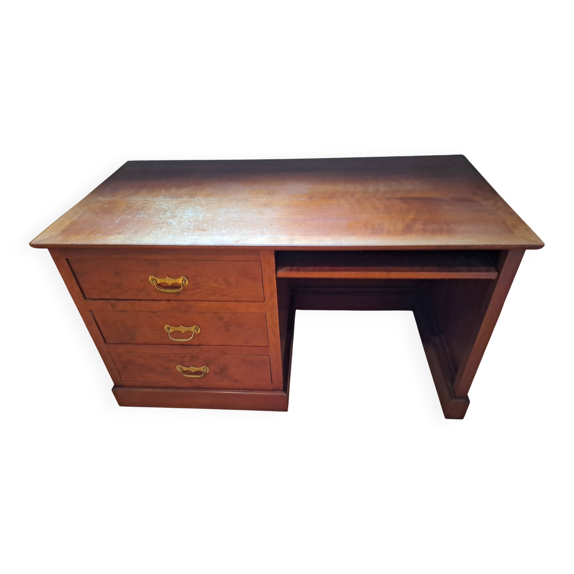 Solid cherry wood desk with 1 block and 3 drawers.
