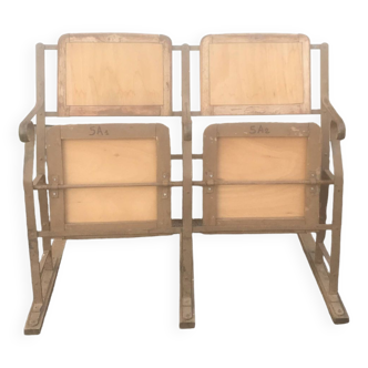 Series of 2 1960 wooden cinema armchairs