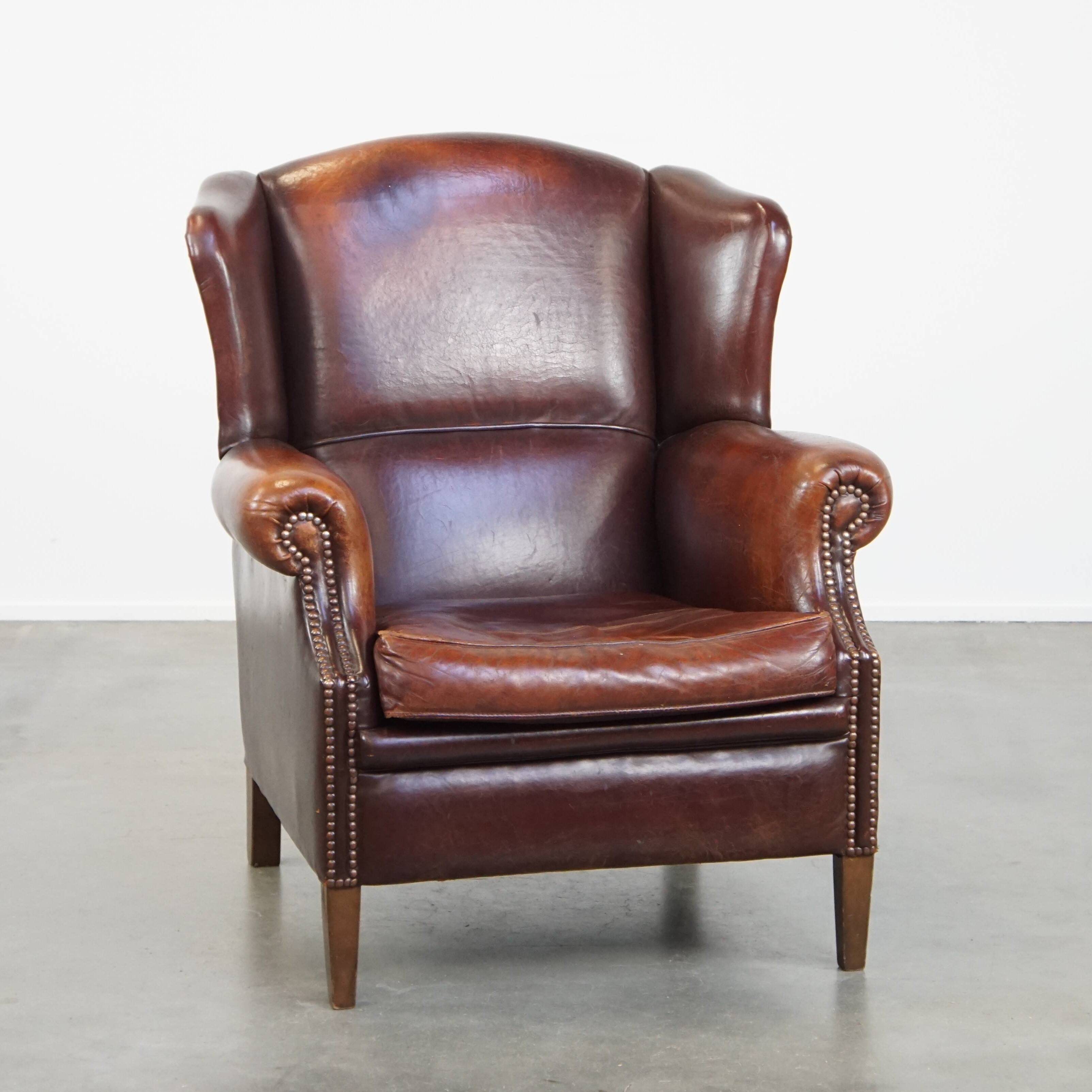 Vintage Sheepskin Wingback Chair