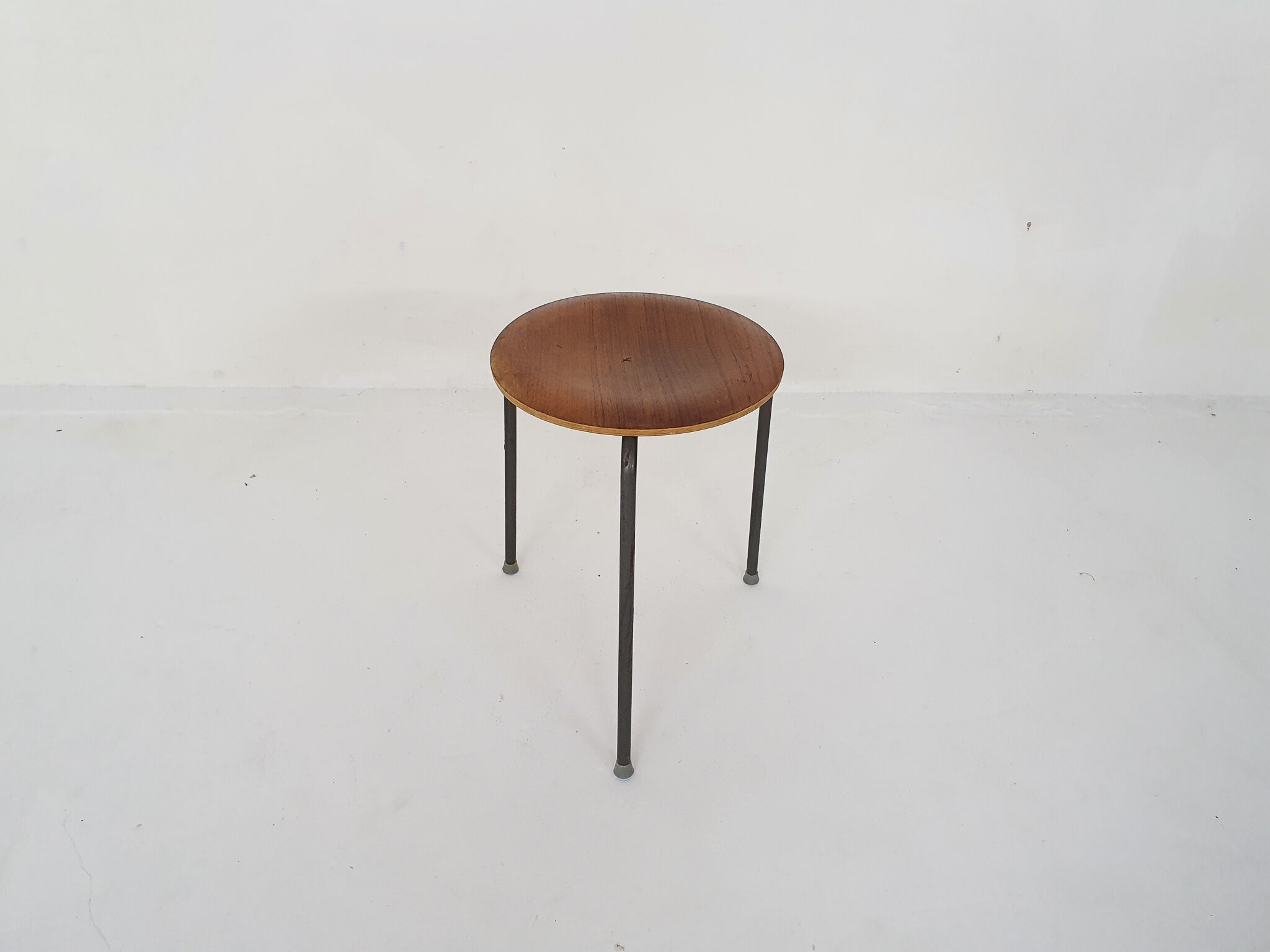 Teak and metal tripod stool, Denmark 1960's