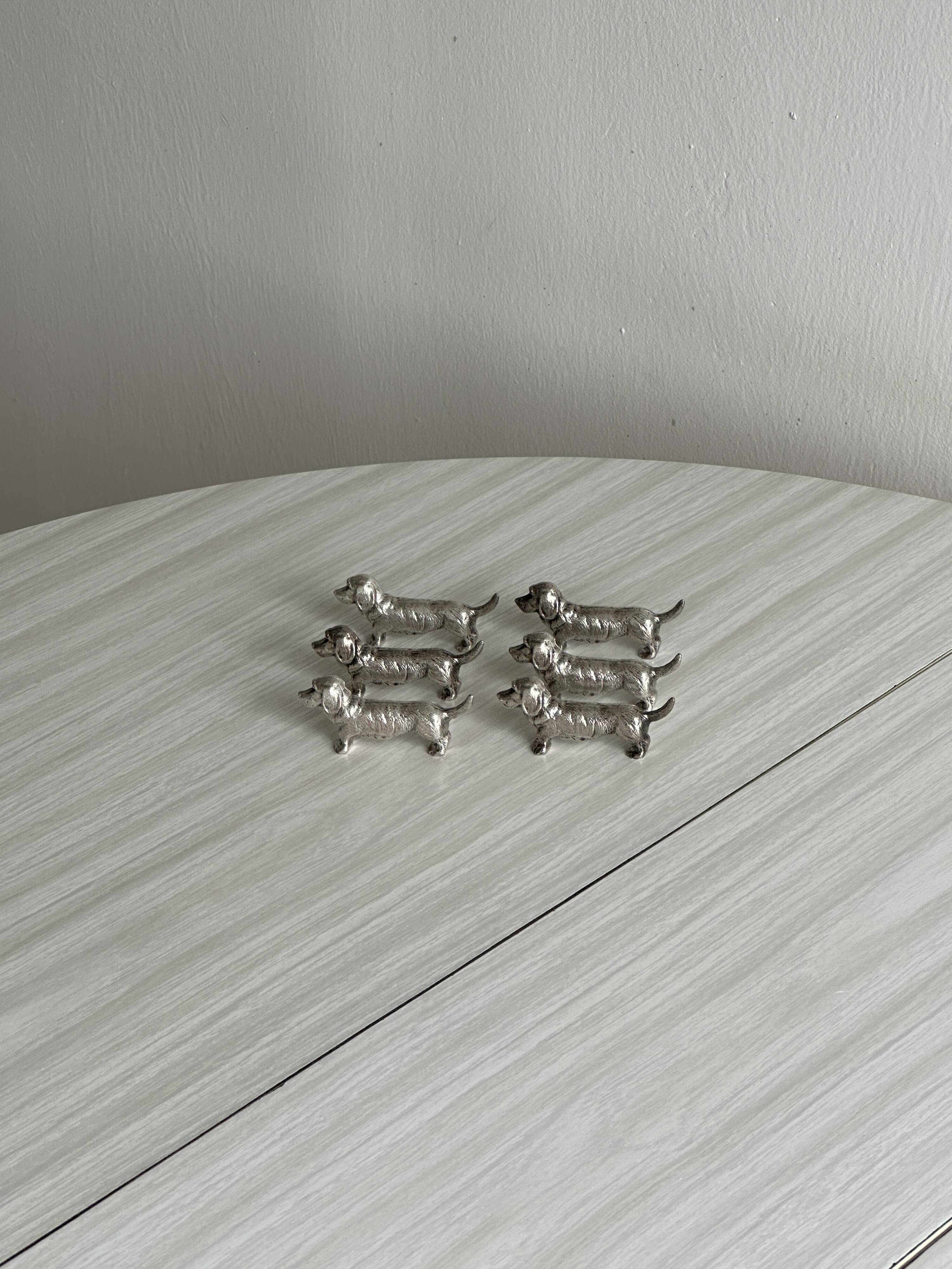 Lot de 6 porte-couteaux chien