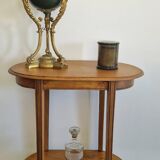 Oval side table with double top in wood - Art Deco style 1940s
