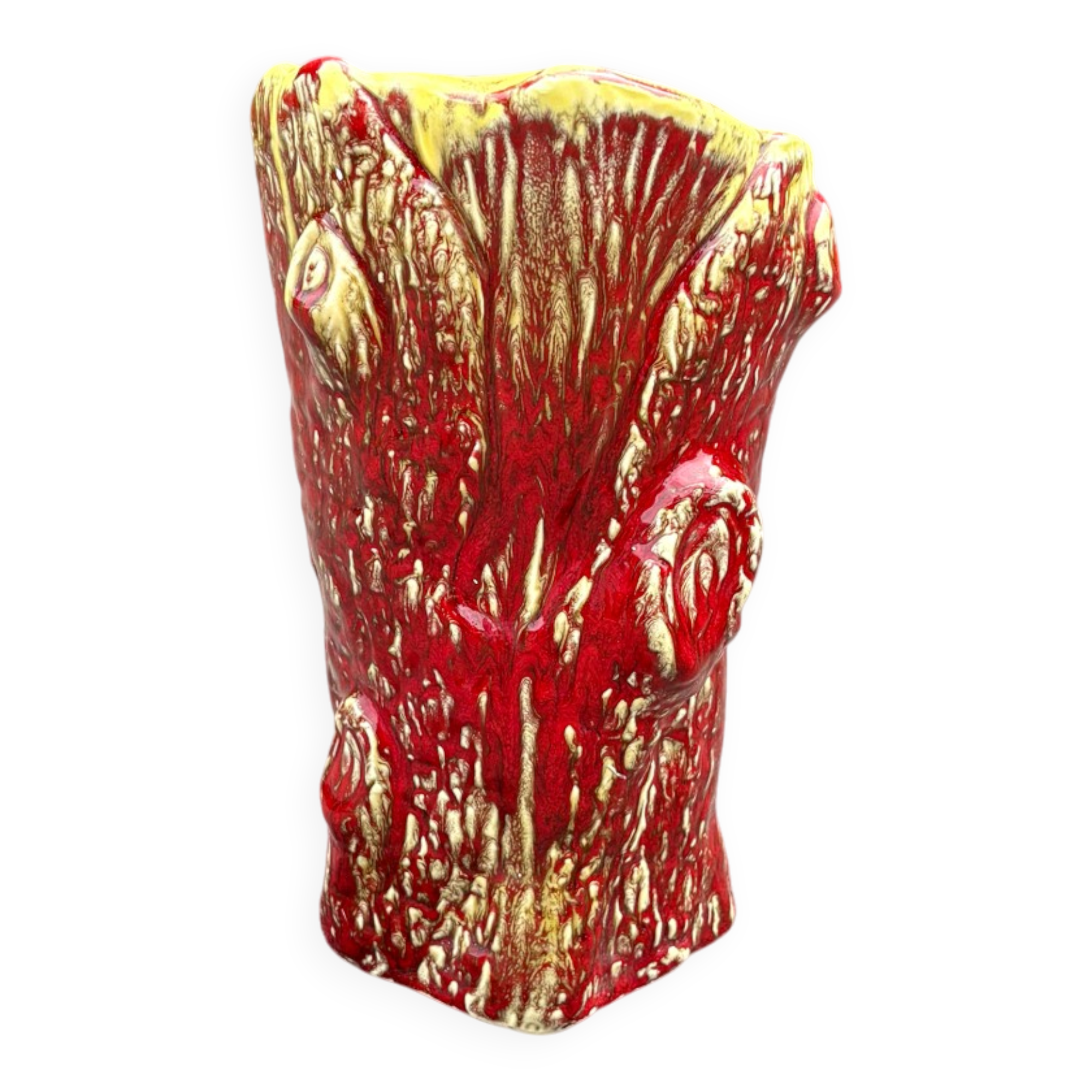 Vase / Cache-pot Vallauris vintage en céramique émaillée – années 6