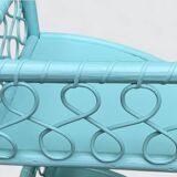 Vintage turquoise rattan corner shelf 1960