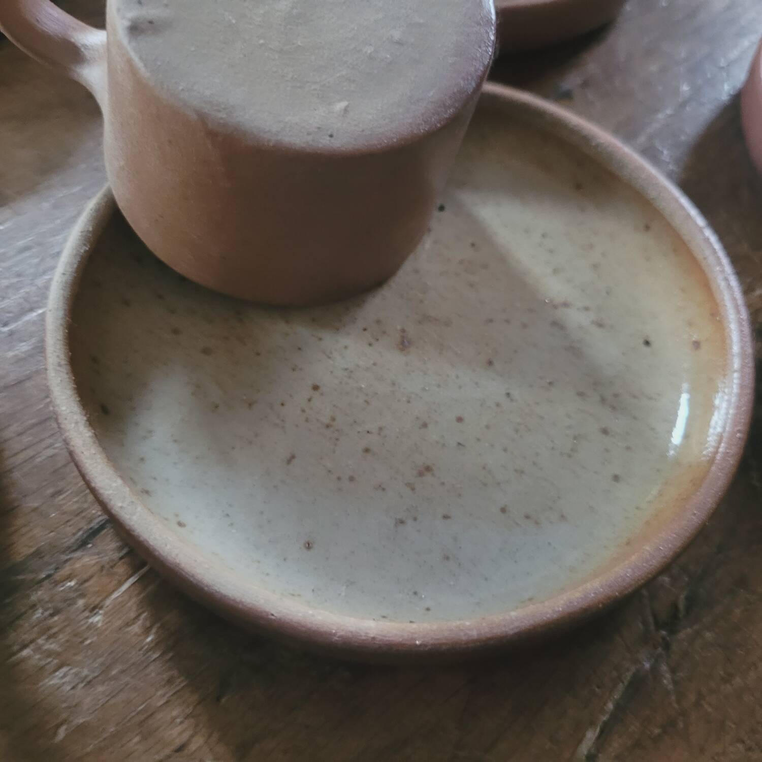 Genuine stoneware cups and saucers