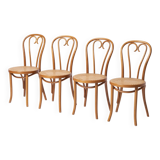 Thonet / Radomsko heart chair, set of 4, hand woven cane, Poland, circa 198