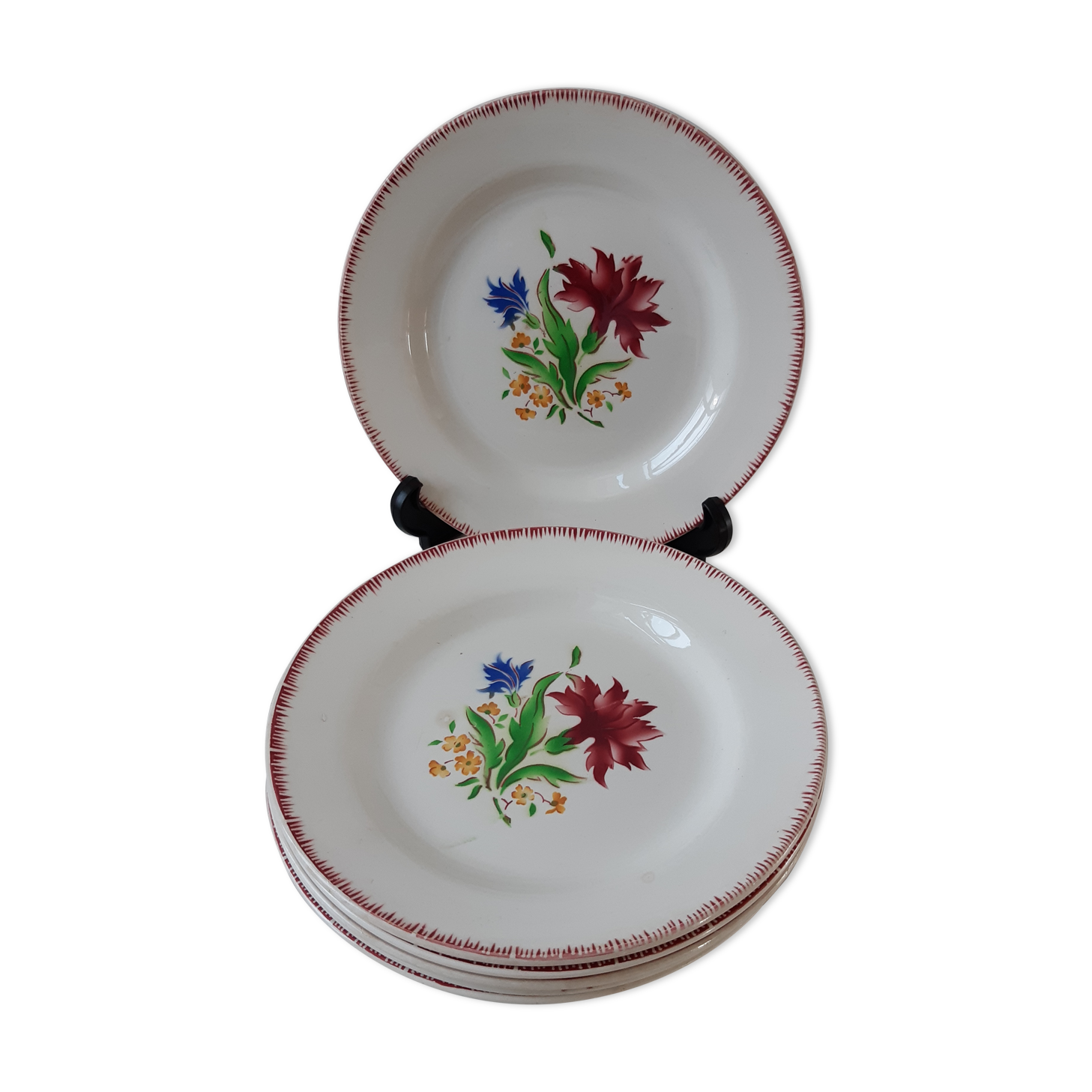 Set of 6 flat plates Digoin Sarreguemines years 30-40