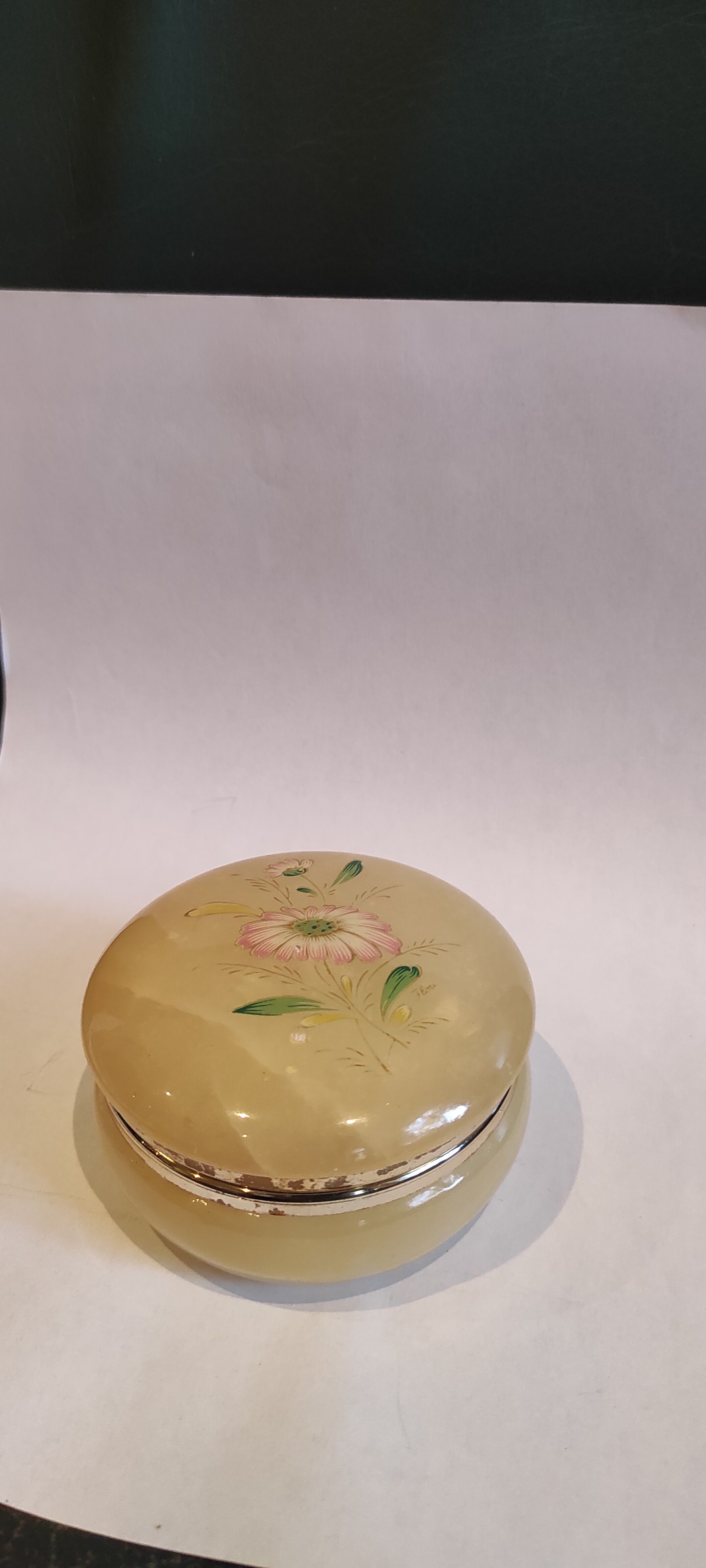 opaline box with floral pattern, 60s