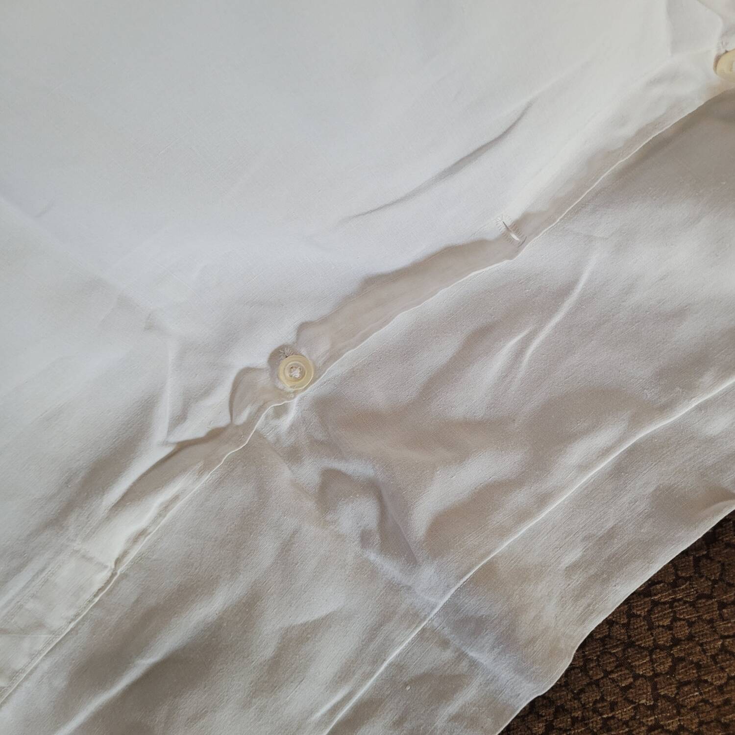 Large Monogrammed Pillowcase – Pure Cotton & Relief Embroidery – Early 20th Century