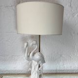 Porcelain lamp with pink flamingos from the 1980s.