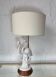 Porcelain lamp with pink flamingos from the 1980s.