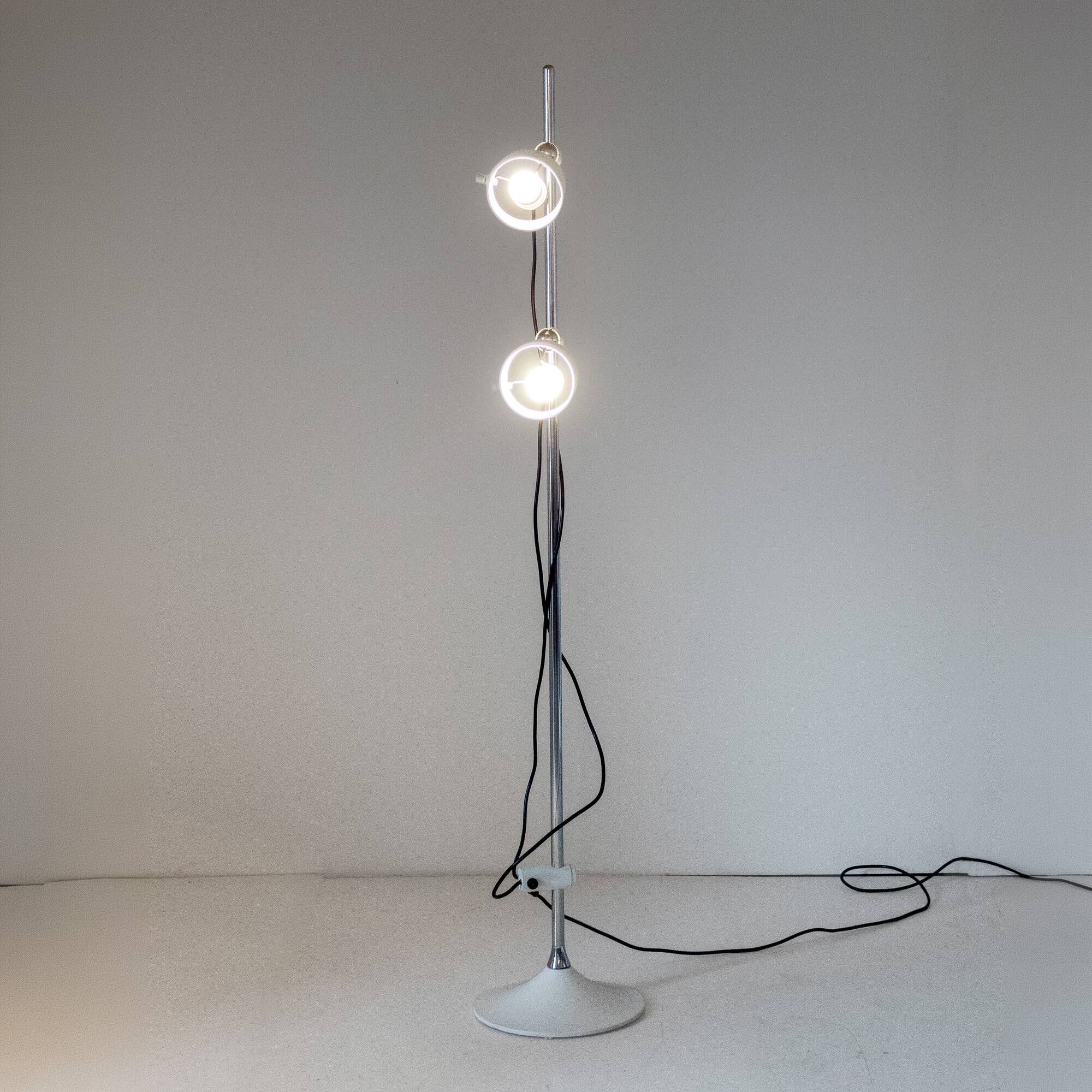 Mid Century Modern White Metal Floor Lamp by Elio Martinelli, 1970s