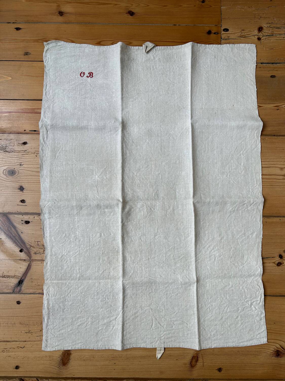 Set of 6 antique monogrammed linen tea towels