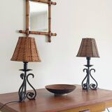 Mid-20th Century Spanish Hand-Forged Wrought Iron Table Lamps