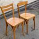 2 Scandinavian bistro chairs by Baumann in light wood from 1980.
