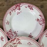 Lot of 6 plates porcelain model Gien "Pomponnette"