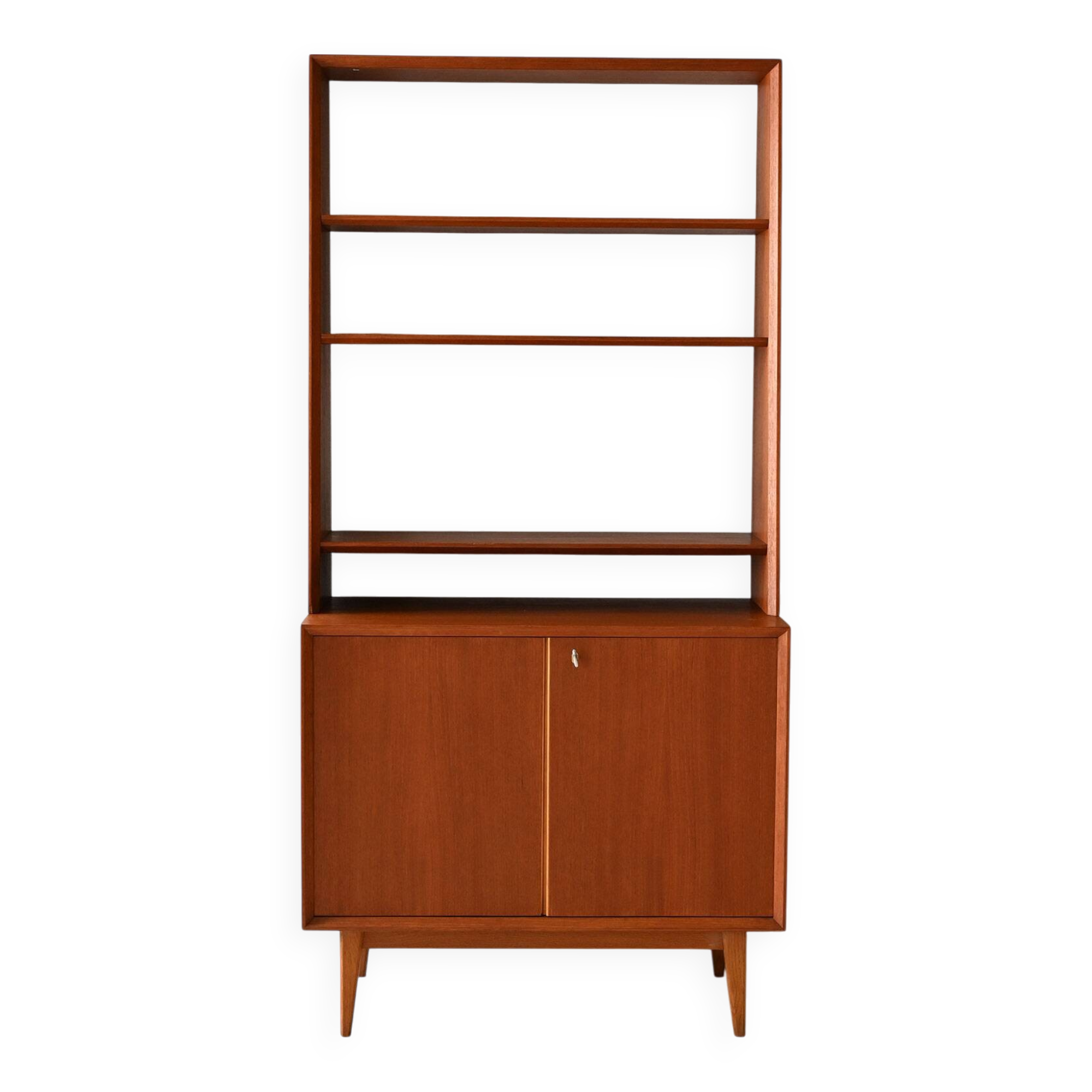 1960s Scandinavian teak bookcase with storage cabinet