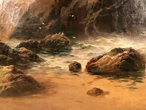 George Henry Jenkins (1843-1914). The shore, very large oil on canvas framed.