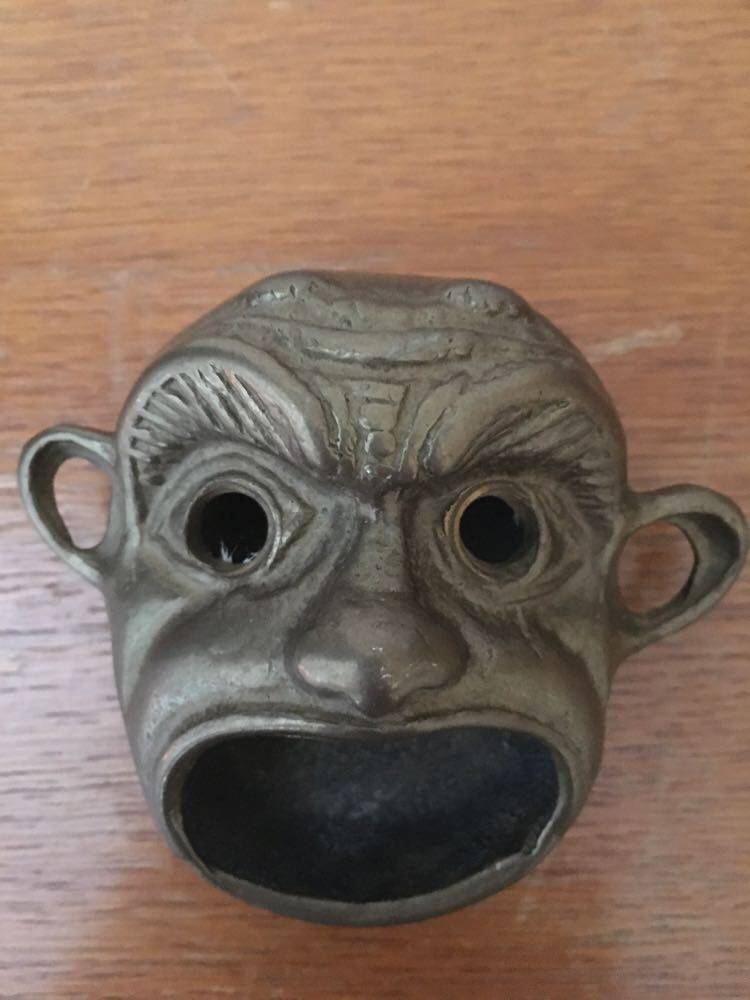 Antique bronze ashtray "Devil's Face"