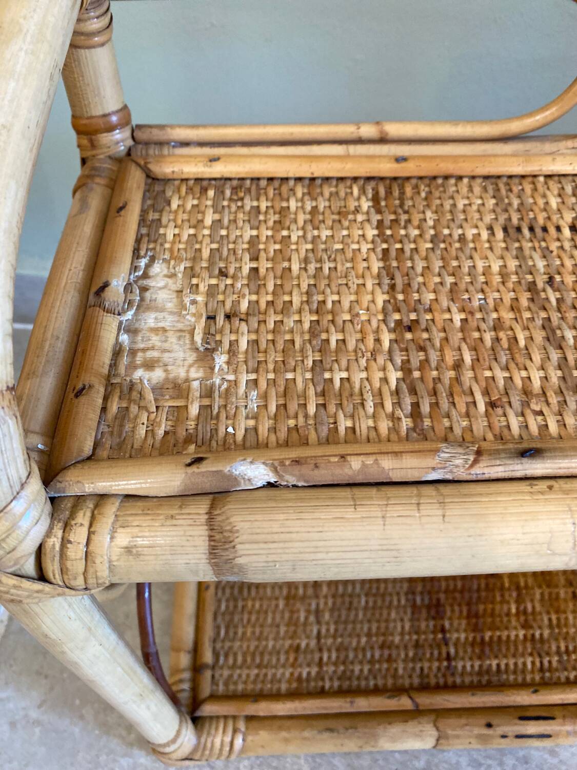 Vintage rattan shelf