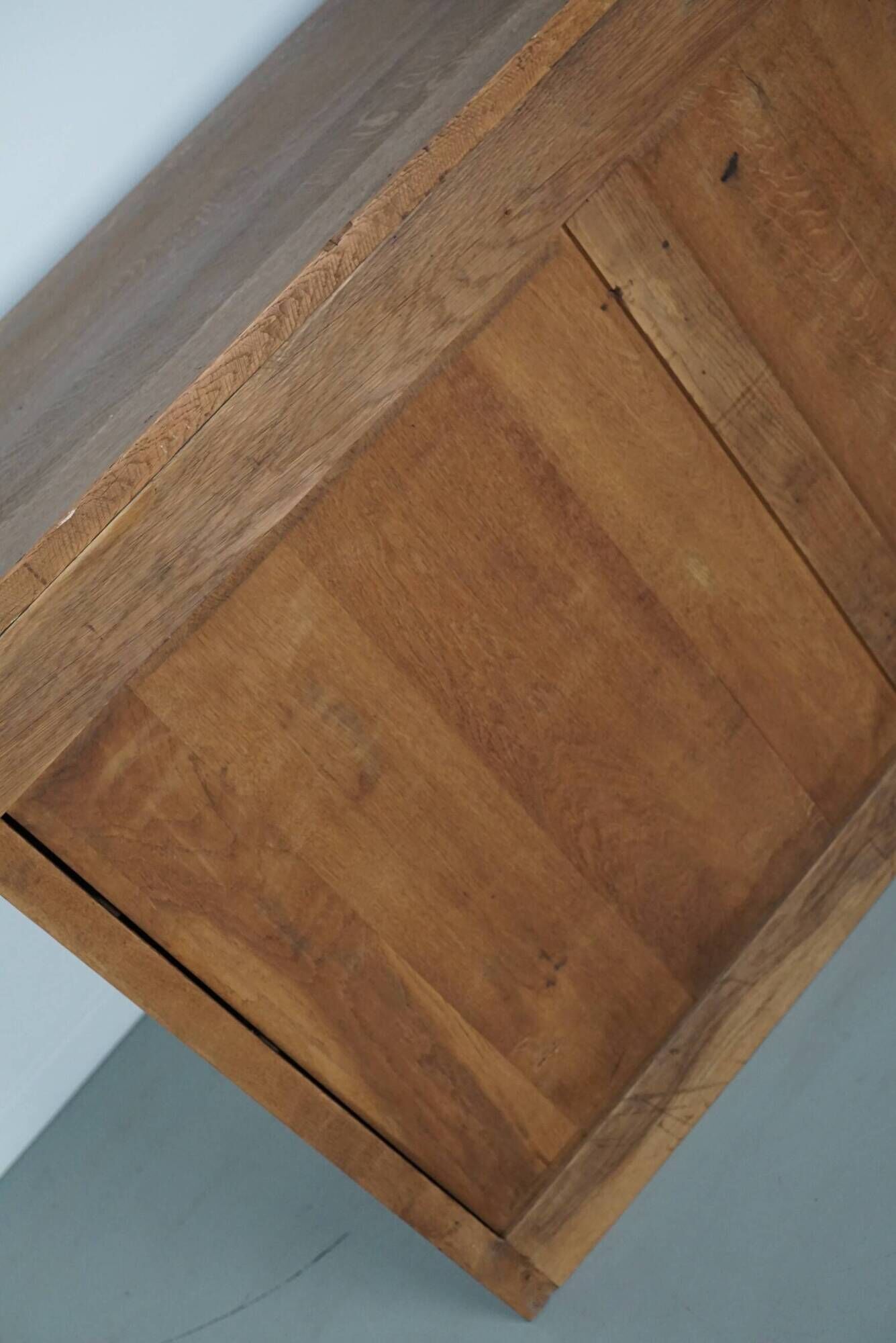 Antique French oak shop cabinet / kitchen island, 1930s