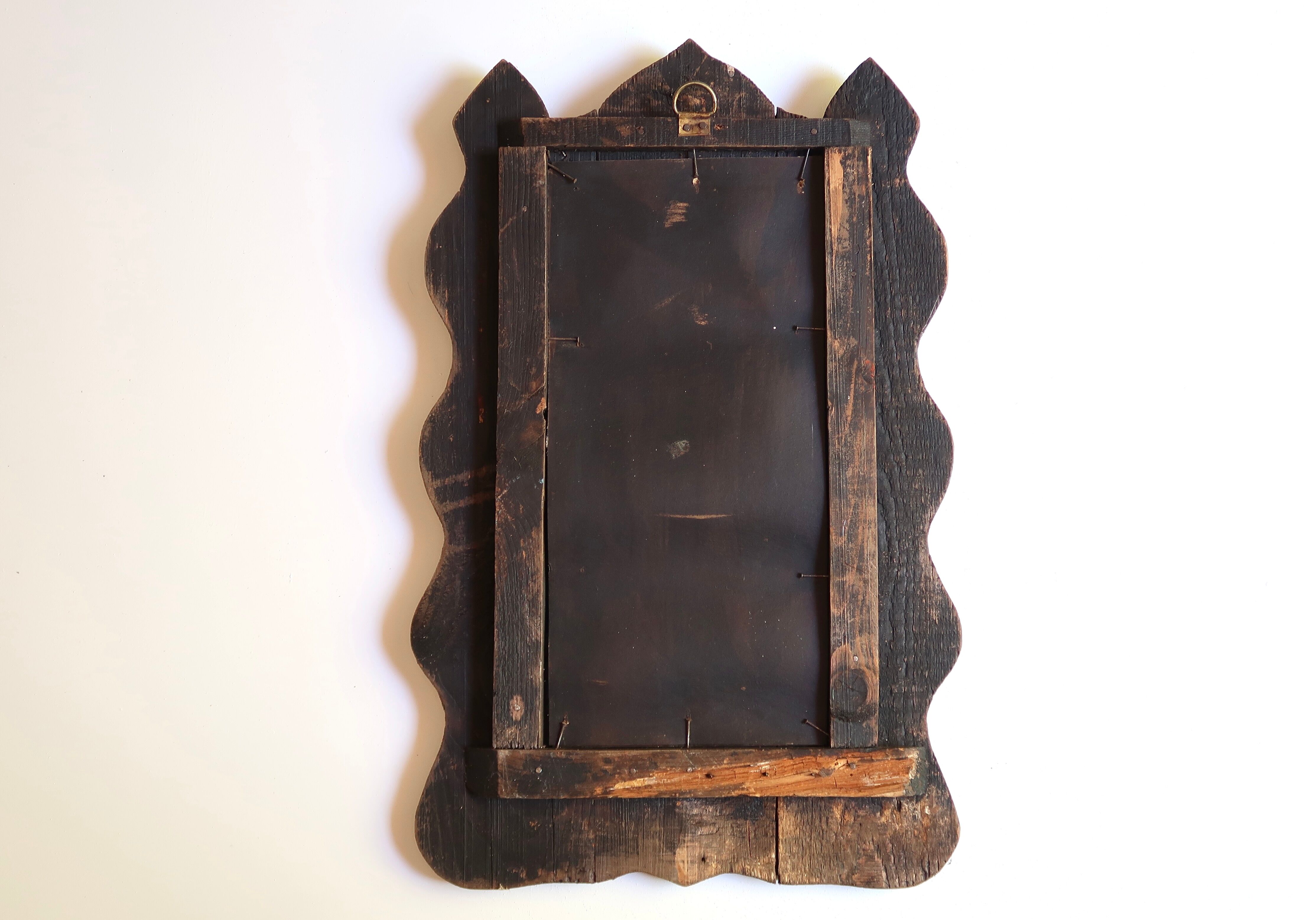 Moroccan wooden mirror decorated with brass, 70s