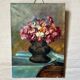 Old table still life with flowers oil painting
