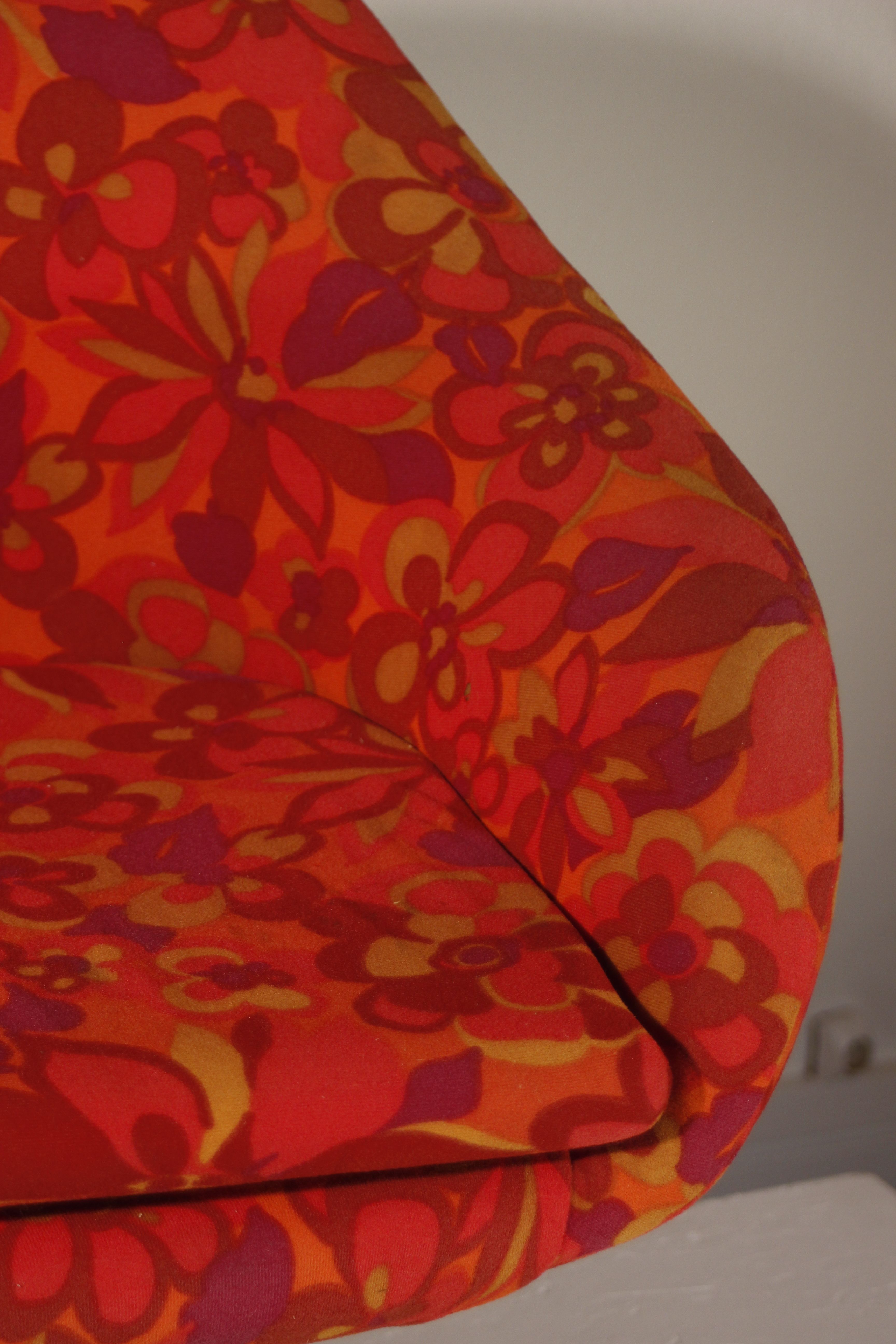 Vintage hull chair, multi-coloured floral fabric, Germany 1970s