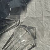 Small geometric carafe with diamond-shaped stopper and its 4 glasses