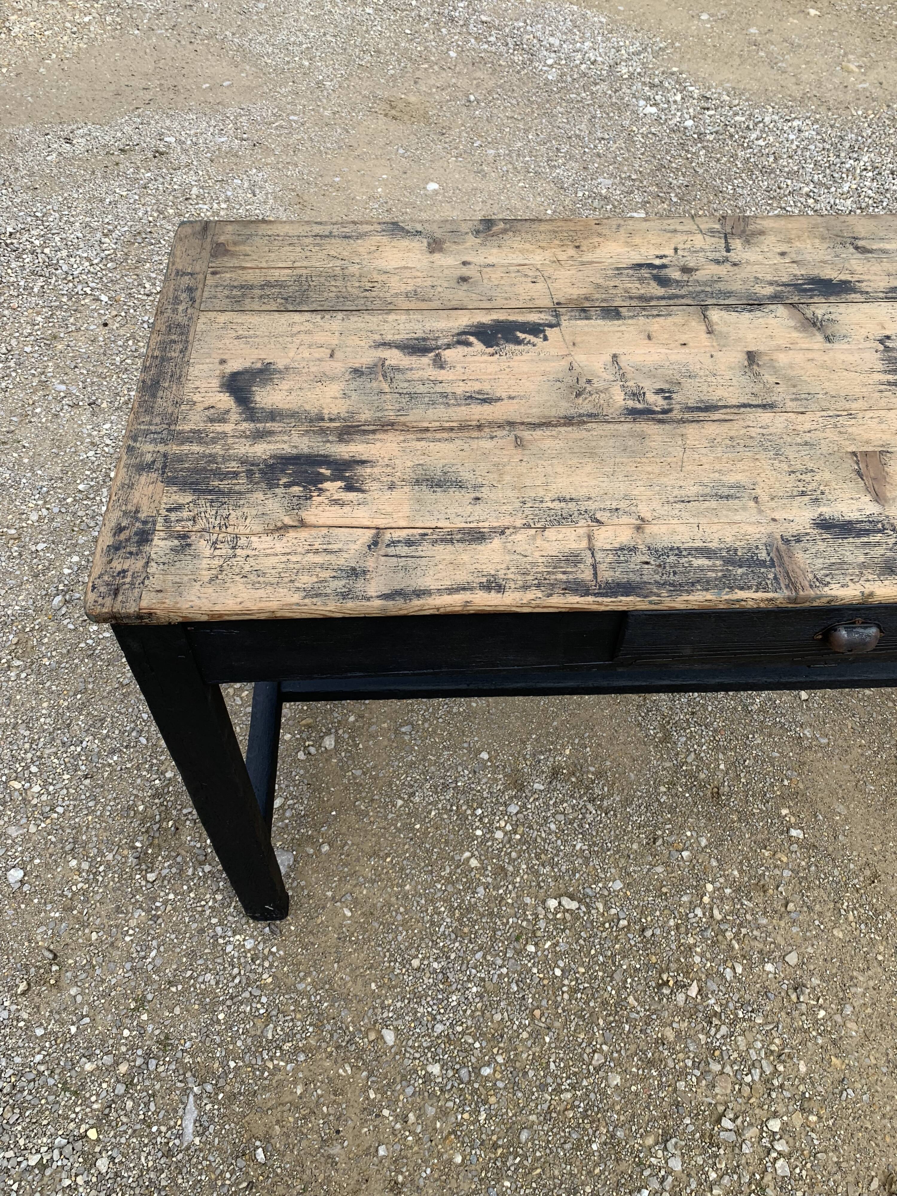 Old black wooden farmtable