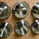 Set of 6 "Space Age" mirror polished stainless steel espresso cups - Sola Swi