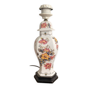Ancien Lampe Porcelaine Rodez Décor Floral Vintage Pied de Table Vintage⁠