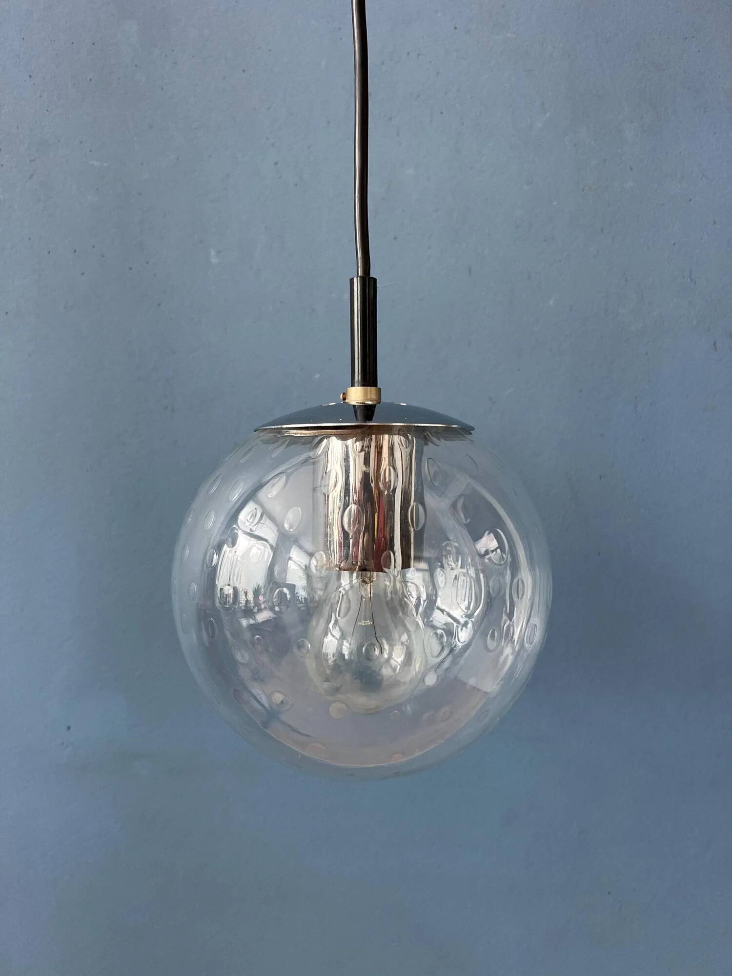 Vintage small Raak seeded glass hanging lamp