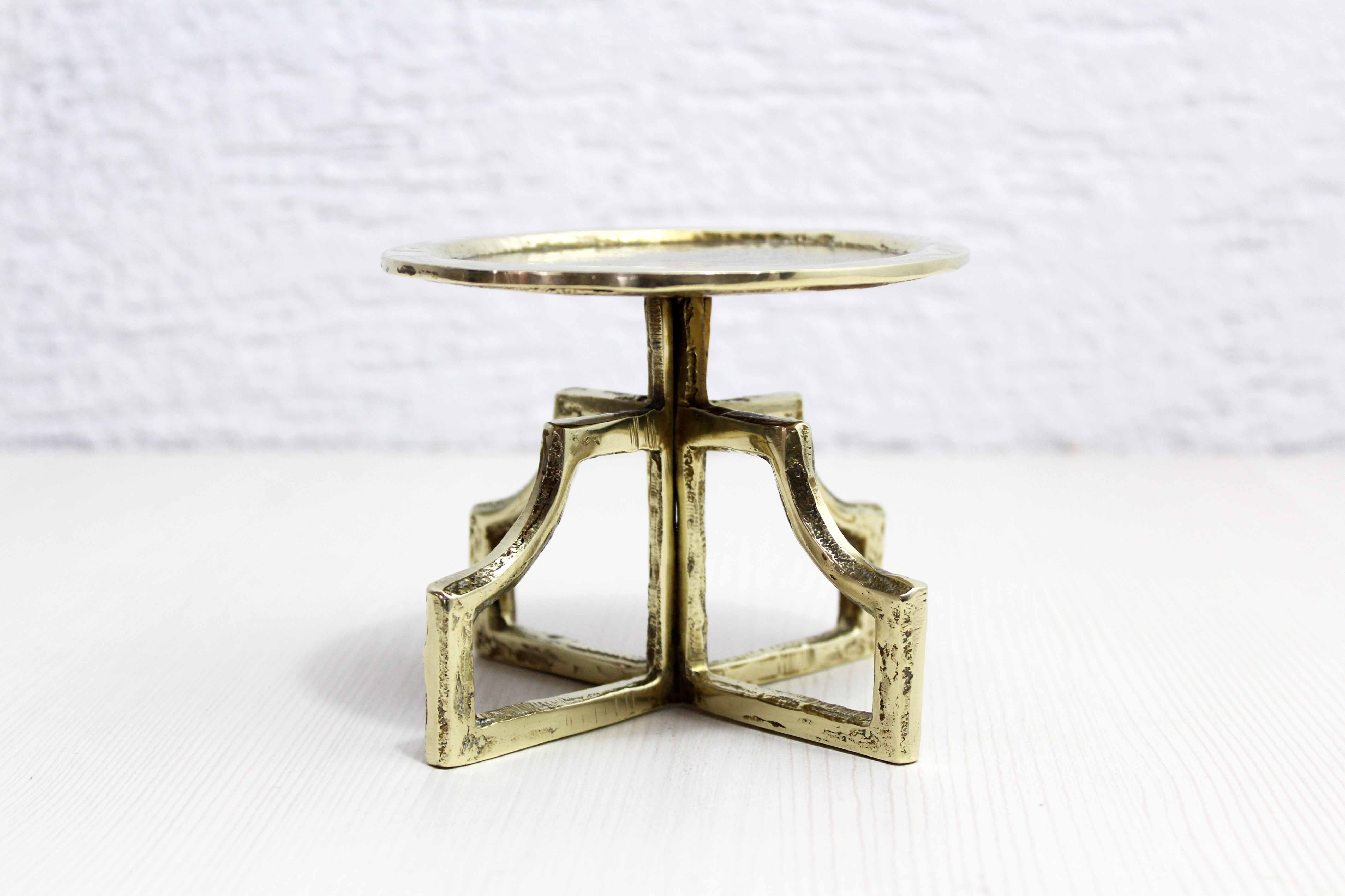 Brutalist brass candle holder