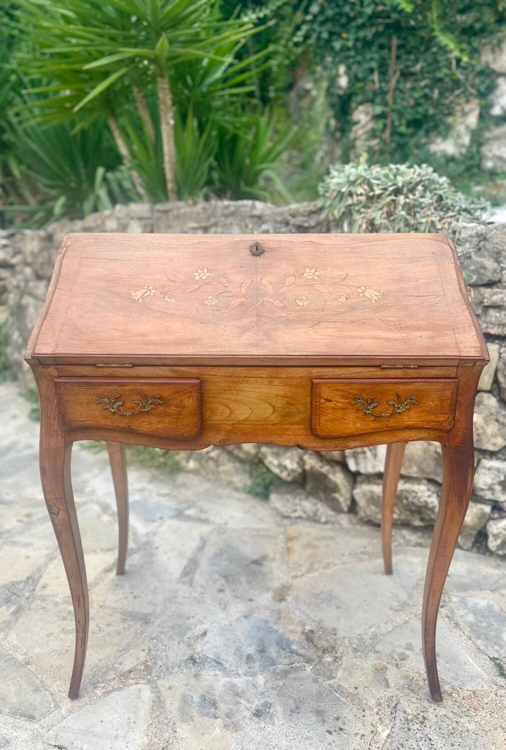 Louis XV style solid wood sloping desk.