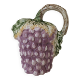 Vintage pitcher in majolica, purple grape bunch – 27 cm