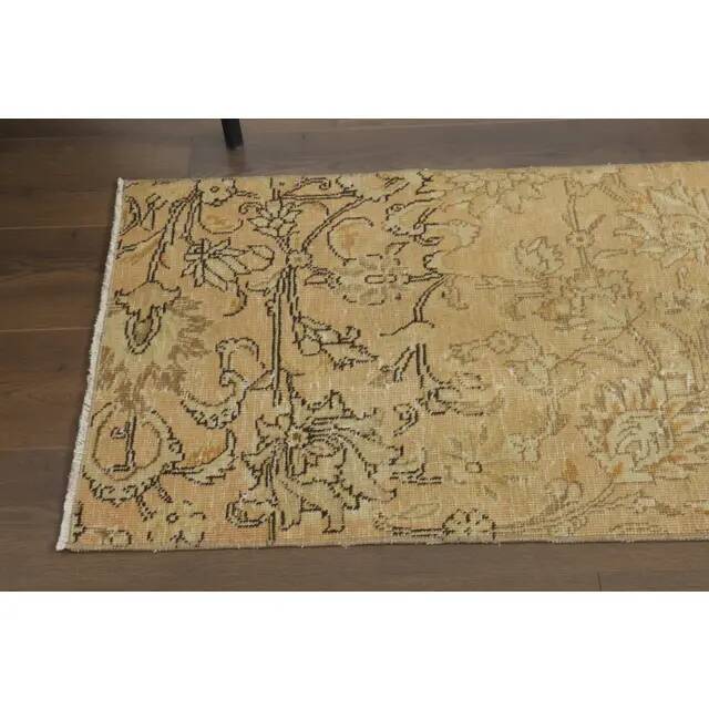 1970s Vintage Turkish Hand-Knotted Wool Cotton Orange Runner Rug 61x286