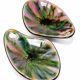 Pair of multicoloured glazed ceramic studio dishes, vintage 1960s.
