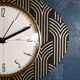 Vintage clock formica silent wall clock "FFR black gold"