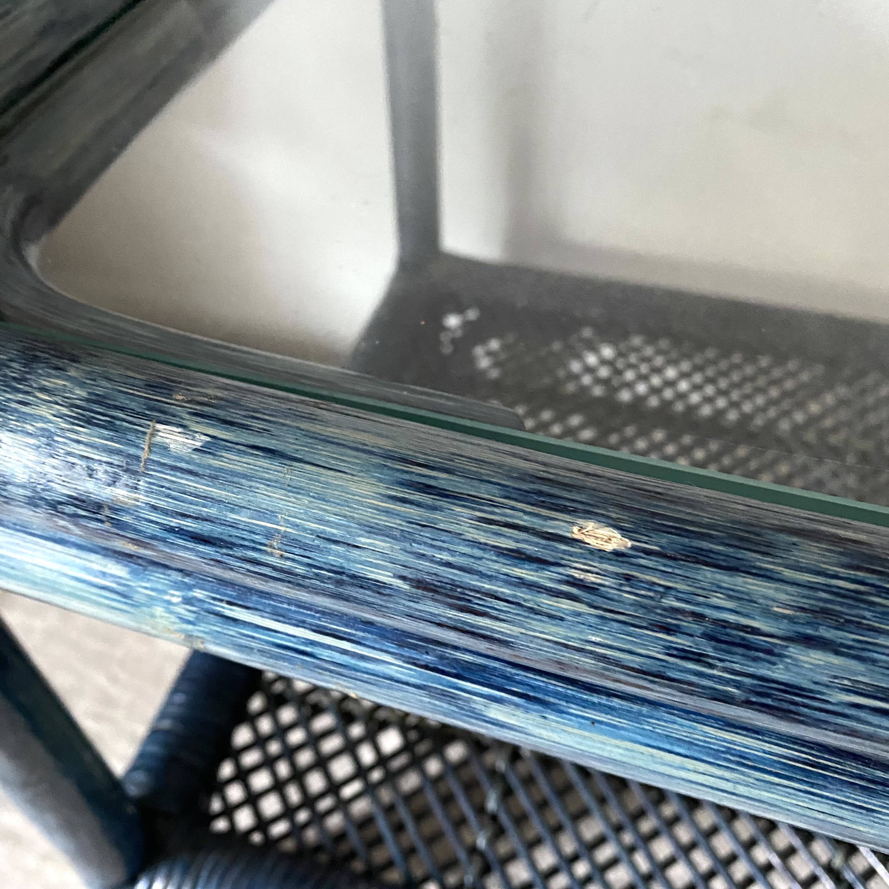 Vintage rattan and glass coffee table